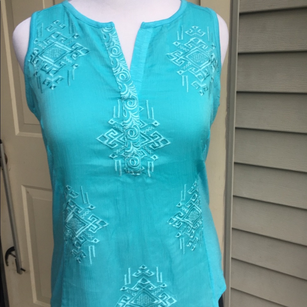 NWT RXB turquoise rayon sleeveless blouse M